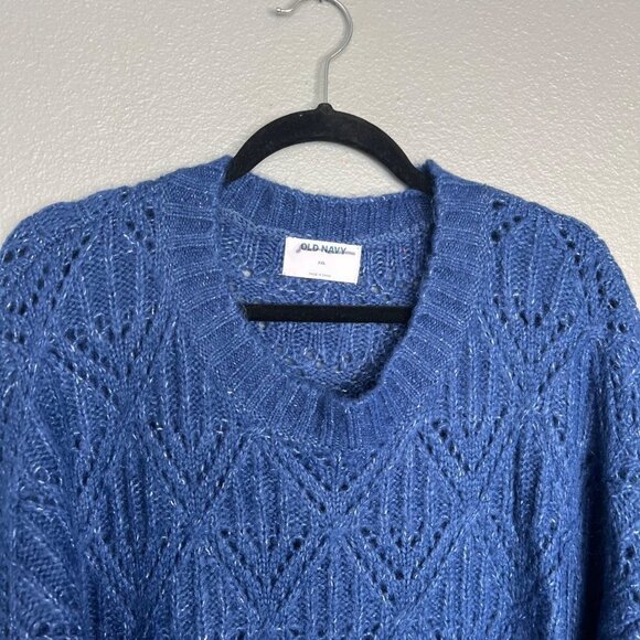 NWOT Old Navy Blue Pointelle Knit Ruffle Sleeve Sweater Plus Size XXL - Picture 4 of 9